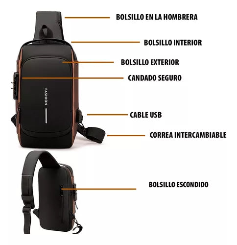 MOCHILA ANTIRROBO CON PUERTO USB UNISEX