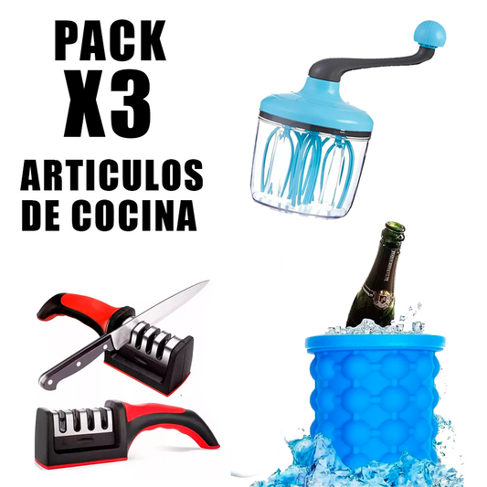 Pack x3 Hielera, Batidora y Afilador